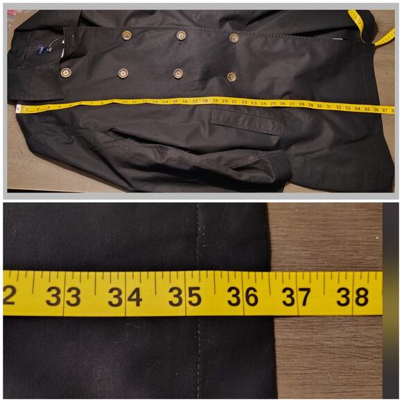 J.Crew Factory Black Double-Breasted Trench Cotton Coat BO622 Belted Classic 18 - Picture 7 of 14